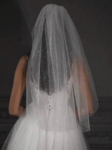 1 件 3 米长星光新娘头纱，适合婚礼仪式、婚纱摄影、登记，带梳子 - 米粉紅色 - 查看 16