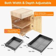 Pull Out Cabinet Organizer Expandable Width(12"-18") And Depth(14"-24") No Drill Need Slide Out Drawers With 3 Rails, Heavy Duty Roll Out Shelf Storage For Kitchen, Bathroom Organization - 黑色 - 查看 2