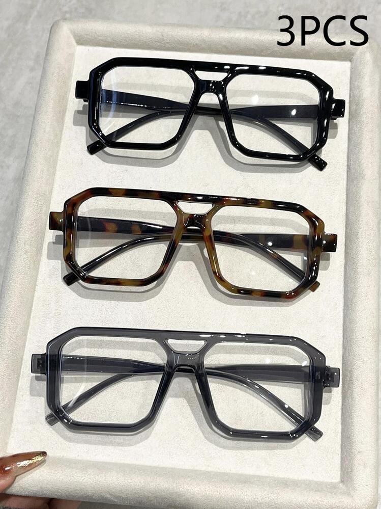 1/3 piezas Gafas con marco cuadrado retro para mujeres, gafas de estilo vintage para viajes, playa, decoración de Halloween - Multicolor - Añade 8