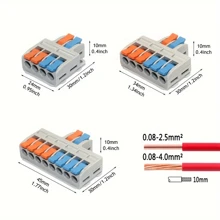10 件/4 件迷你快速接线连接器，杠杆螺母连接器快速接线连接器 2 进 4 出/2 进 6 出/3 进 9 出推入式接线端子，多种规格可供选择