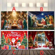 A Variety Of Winter Christmas Party-Themed Background Fabrics Are Available For Selection. Made Of Polyester, They Are Suitable For Christmas Party Decoration, Photography Backgrounds, Garden Decoration, Anniversary Celebrations, Indoor And Outdoor, Wall And Home Decoration. Merry Christmas - Multicolor - View 2