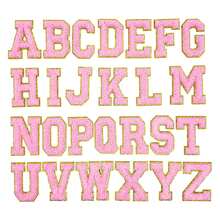 A-Z 26个自粘粉色字母贴纸，热转印字母贴纸，服装外套包包配饰，字母徽章贴纸，动物形状DIY图案，自粘或缝纫贴纸，牛仔外套背包贴纸 - 粉色 - 查看 5