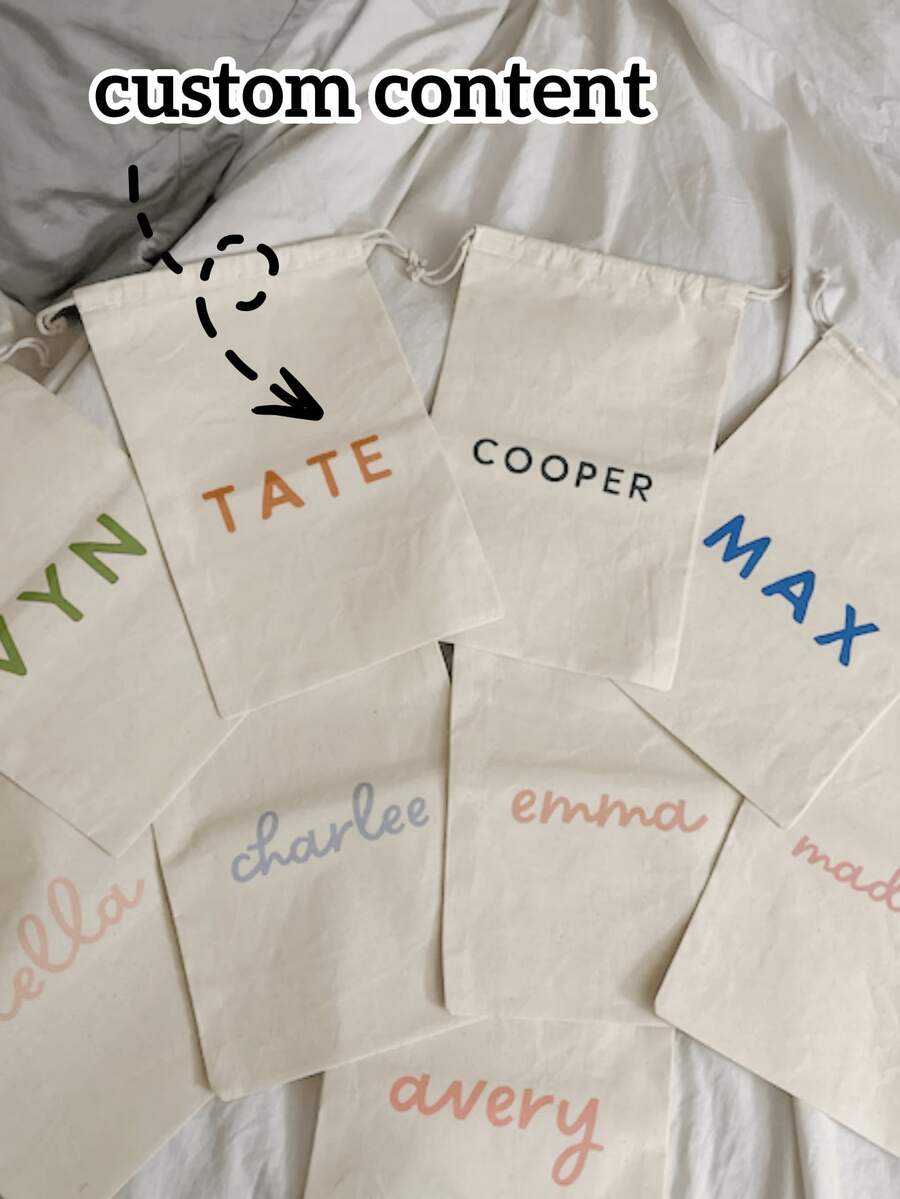 Personalized Drawstring Gift Bags, Customizable With Names, Suitable For Parties, Birthdays, And Holiday Gifts. Cute And Practical Toy And Snack Organizers, Customizable Party Gift Bags,Party Top - Multicolor - View 1