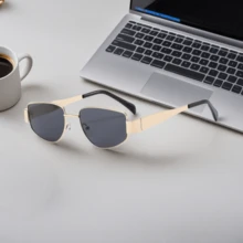 4 件复古金属框椭圆形和方形时尚眼镜，时尚又有型 - 彩色 - 查看 7