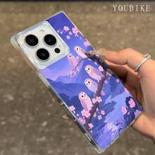 Funda tipo bloque con diseño de búho lunar. Compatible con los modelos 16 Pro, 16, 15 Pro, 14, 14 Plus, 13, 13 Pro, 12 Pro y 12 Pro. Funda transparente, resistente a golpes, con cobertura total y un diseño elegante y protector. - transparente - Ver 4