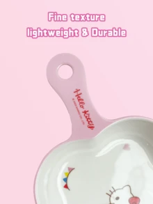 Hello Kitty Petal Dual-Color Rice Bowl, Fine Texture, Lightweight & Durable, Heat Resistant, Easy To Clean, Features Cute Patterns And Vertical Stripes On Bottom, Single Handle For Grip, Perfect For Daily Meals, Camping, Outdoor Activities, And Makes A Great Gift For Hello Kitty Fans Of All Ages