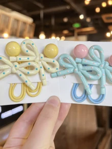 5pcs/1pc Cartoon Bow, Macaron Hair Ties, Colorful Scrunchies, Beaded Hair Ties, Polka Dot Candy Color Hair Elastics, High Elasticity Ponytail Holders, Harmless Hair Accessories, Sturdy For Daily Use, Random Color, Home Beauty Women Accessory Gifts, Hair Rubber Bands, Hair Rope ,Gifts Head Accessories