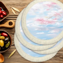 1 pieza Mantel individual con estampado floral de lino con flecos, mantel de mesa de comedor lavable, decoración del hogar, vajilla, cocina, decoración de fiesta interior/exterior, regalo ideal - Multicolor - Ver 25