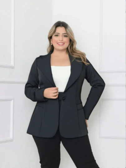 Blazer Plus Size Feminina de alfaiataria com botão casacos 2025 FL-219