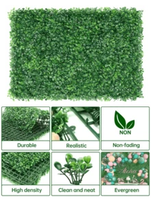 Nejlue Artificial Flowers/Plants1111 Home & Living 1Pc 60*40cm Plastic Artificial Boxwood Plant Wall, UV-Resistant Privacy Screen, Artificial Hedge Grass Mat Green Wall Panels, Artificial Plant Leaves Garden Fence,For Home Decor,Room Decor,Garden Decor,Wall Decor,Indoor Outdoor Decor, Bedroom Decor,Wedding Decoration,Party Decorations,Birthday Decoration,Christmas Decorations - Multicolor - View 2