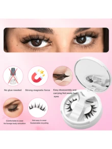 1 Cặp Lông Mi Giả Từ Tính Lông Mi Giả Fox Eyelash Tự Nhiên Mi Giả Từ Tính Dài Tự Nhiên Không Cần Keo Dán Bộ Nối Mi Giả Có Thể Tái Sử Dụng Kèm Dụng Cụ Gắn Mi Không Cần Keo Dán Và Không Cần Tẩy Trang Mi Dễ Dàng Sử Dụng Thích Hợp Sử Dụng Hàng Ngày - lông mi mềm mại - Xem 3