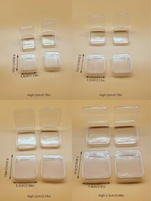 4pcs Transparent Square Storage Boxes, Width: 4.5cm/5.5cm/6.5cm/7.5cm, Suitable For Storing Transparent Beads, Jewelry, Earrings, Crafts, Stationery And Small Accessories - Clear - View 6