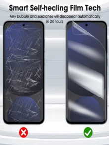 4 件装高清水凝胶软膜屏幕保护膜适用于 17 16 15 14 13 12 11 外壳友好,自动修复划痕,易贴,防刮,高清,表面光滑,易于安装 - 無色 - 查看 7