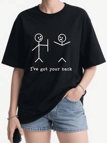 I Got Your Back Funny Sarcastic Stick Figure Humor Premium Men's Shirt.Png Round Neck Art Summer Top-Shirt Women - Black - View 1