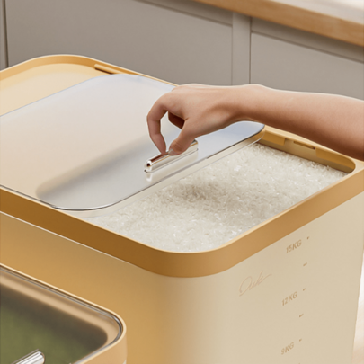 10LB/20LB/30LB Airtight Food Storage Container, Moisture & Pest Proof, Easy Press Dispenser, With Measuring Cup, Ideal For Rice, Grains, Sugar, Flour And Pet Food Storage, Great For Kitchen, Home And Commercial Use