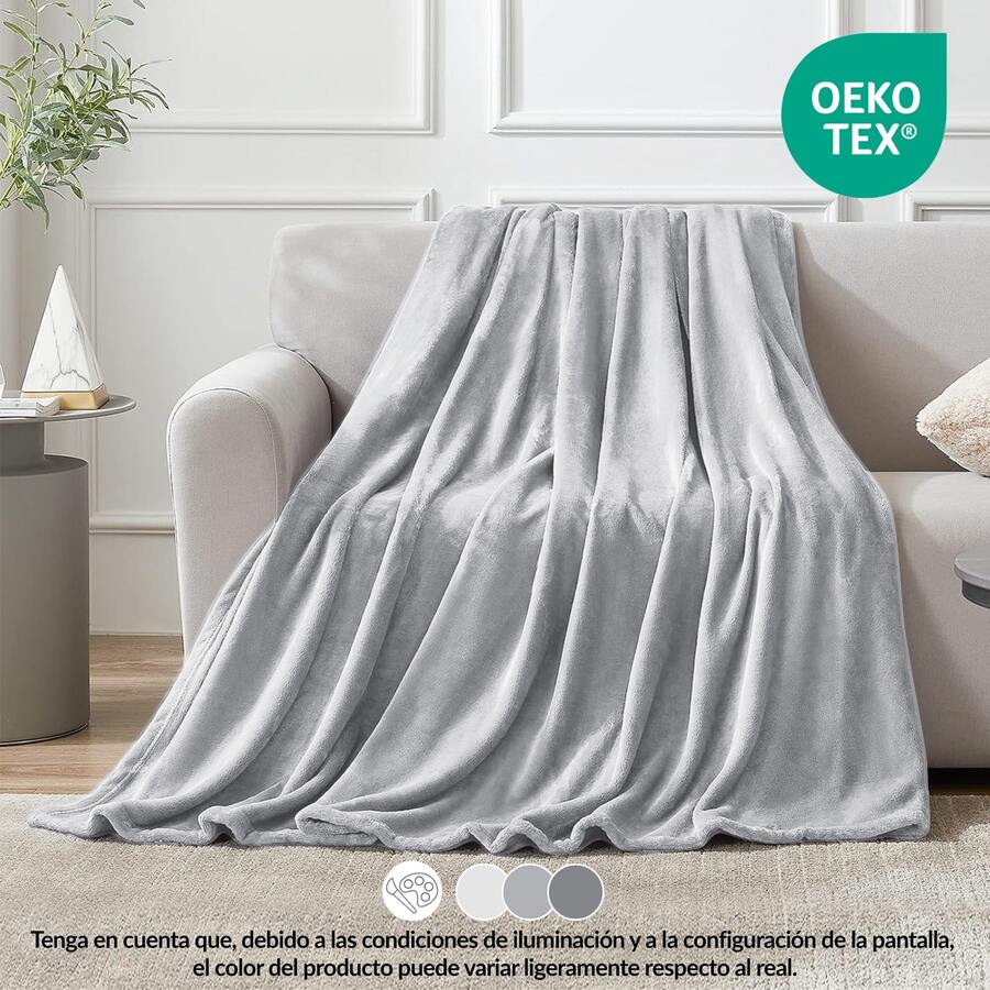 Sedalina Blanket. Sofa And Bed Blanket, Autumn And Winter, Soft, Warm, Machine Washable, Wrinkle Resistant - Light Grey - View 1