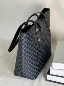 KAIDUCH 时尚简约手提包，通勤旅行大容量便携式拉链单肩包斜挎包女士单肩包礼物女士学校包，返校背包，大容量，商务休闲，便携，轻便，适合少女女大学生，新人及白领工作者，非常适合返校、大学、初中、高中、工作、商务、通勤，引人注目的女士工作包 - 黑色 - 查看 3