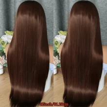 Coleen 230% Density Straight Human Hair Wig Chocolate Brown Lace Frontal Wig 13x4 Lace Front Wig Glueless Human Hair Wigs Dark Brown Colored Silky Straight Wig HD Transparent Lace Frontal Wigs Natual Black #1B Pre Plucked With Baby Hair Free Shipping For Women - Dark Brown - 查看 7