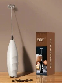 手持式电动奶泡器 - 不锈钢材质，电池供电（不含电池） - 适用于咖啡、拿铁和热巧克力泡沫和鸡蛋、咖啡配件和厨房用具