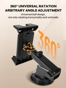 REMAX 通用型360°旋转车载手机/iPad平板电脑支架；三合一多功能设计，适用于中控台、空调出风口和挡风玻璃；稳固抓握；汽车旅行配件；iPad车载支架；汽车配件 - 黑色 - 查看 7