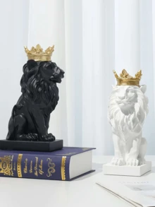 1 pieza Estatua del Rey León con corona, decoración de estilo nórdico para el hogar y el estudio, figura coleccionable, adecuada para la decoración del hogar, la decoración del dormitorio, la oficina y los estudiantes, el mejor regalo de Navidad