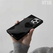 Teléfono con diseño de tres corazones negros, compatible con las series 16 Pro, 16, 15 Pro, 14, 14 Plus, 13, 13 Pro, 12 Pro y 12 Pro. Diseño antigolpes con cobertura total, gran apertura, marco brillante y elegante. - Negro - Ver 3