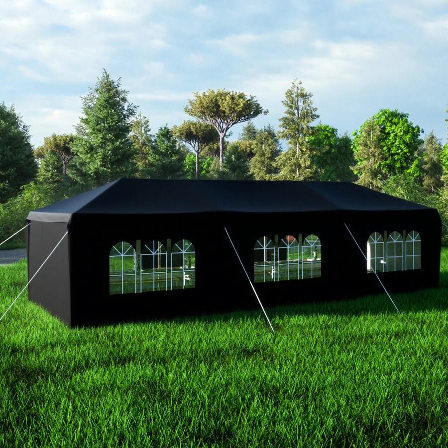 10x30' Wedding Party BBQ Garden Canopy Tent Outdoor Gazebo With 8 Removable Sidewalls - màu đen - Xem 1