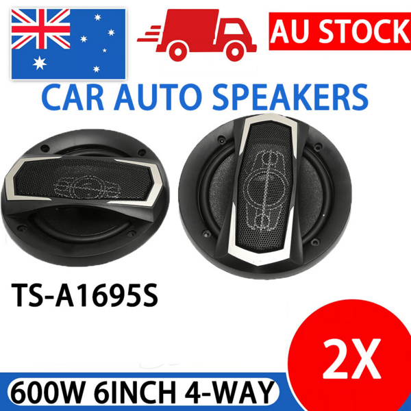 600W 4 Way Car Audio Subwoofer AU, 2PCS 6" Inch Coaxial Rear Stereo Speakers