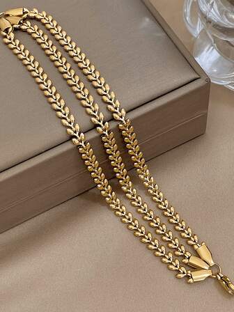 1 件复古优雅多层复古小麦手链，适合女士女孩，18K 镀金不锈钢编织首饰，可调节堆叠波西米亚海滩夏季假日旅行必备品，母亲节礼物，毕业周年礼物，Y2K 精致时尚手链，教师礼物