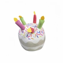 iDestry Hundekuchen Spielzeug aus weichem Plüsch mit quietschenden, bunten Kerzen, strapazierfähiges, Lustiges Kaukuscheltier für große Hunde-Rassen als Geburtstaggeschenk mit Halstuch