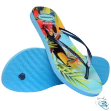 Havaianas Slim Tropical Summer Floral Delicate Women's Original Flip-Flop Sandal - 藍/藍 - 查看 3