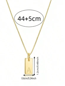 1 Stück exquisite Mode Schmuck Halskette, Edelstahl A-Z, 26 englische Initialen Anhänger, Urlaubsgeschenk, geeignet für Frauen zum täglichen Tragen Edelstahl Buchstaben Anhänger Halskette - Goldgelb - Übersicht 6