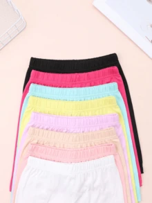 8pcs/Pack Young Girl' Thin Solid Color Leggings, Versatile For Layering Or Outerwear, Suitable For Skirt Matching, Spring/Summer