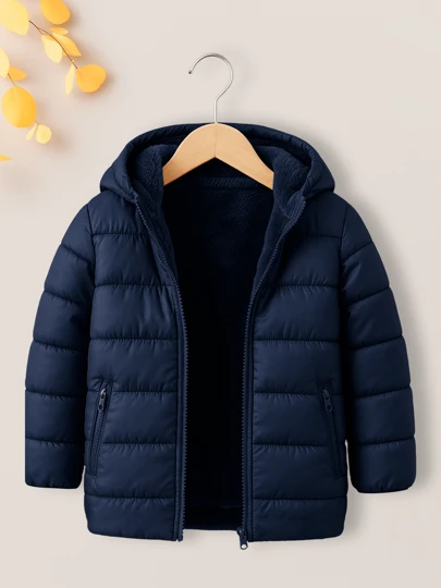 Chamarra Daniel acolchada marca Tandera con capucha para niño, abrigo de invierno con forro de peluche