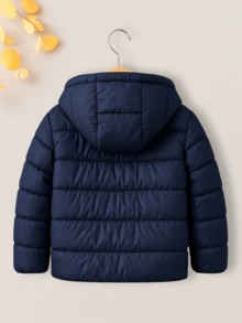 Chamarra Daniel acolchada marca Tandera con capucha para niño, abrigo de invierno con forro de peluche - Azul Marino - Ver 2