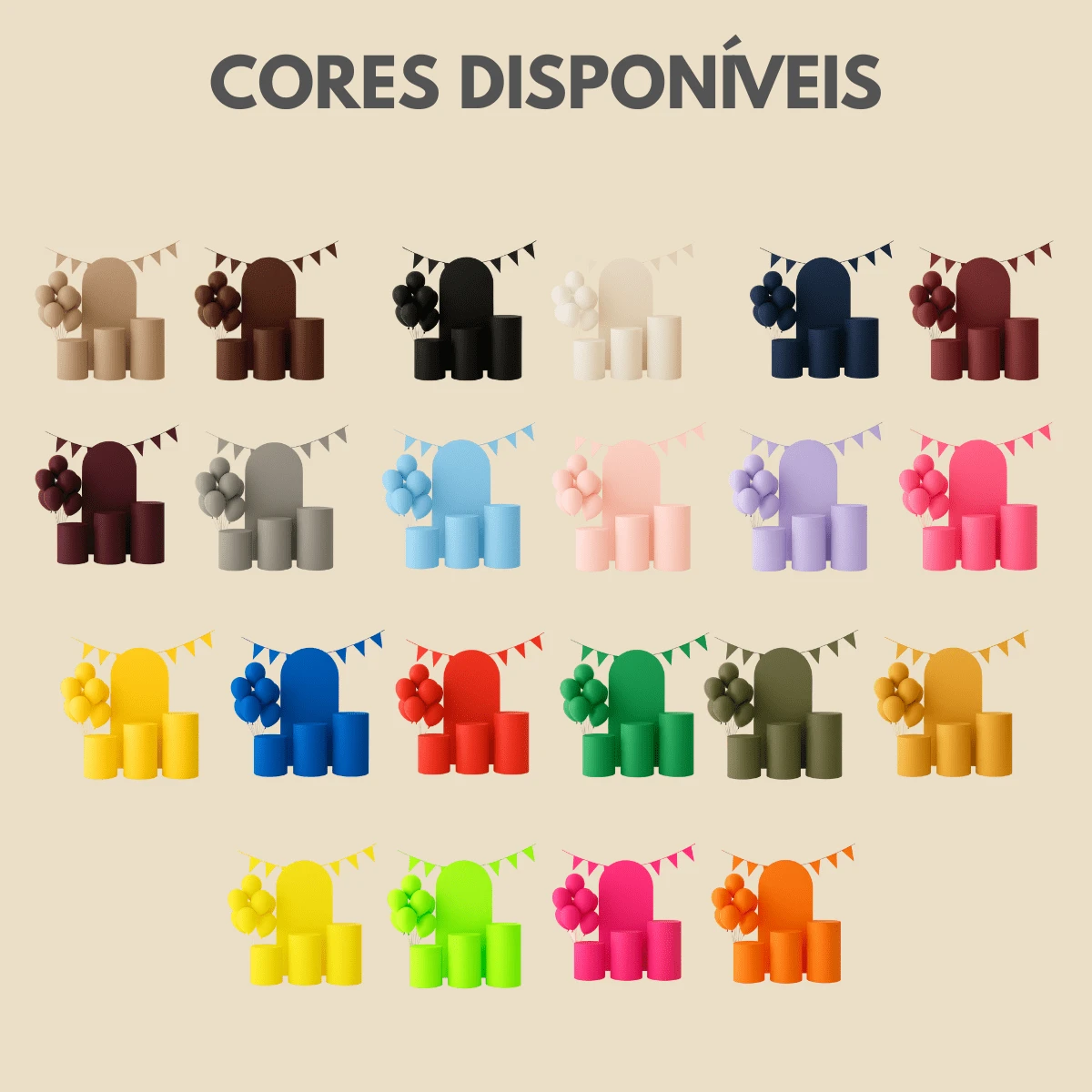 Kit 4 Peças Capa Painel Romano Dupla Face E Trio De Capas Cilindros De Malha Gel Ajustável Veste Fácil - Avelã - Visão 9