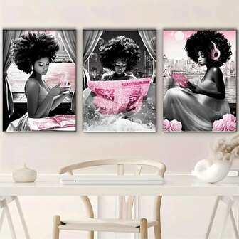 Una elección perfecta para la decoración de paredes interiores con pinturas en lienzo envuelto, un set de 3 piezas para que mujeres y niñas decoren las paredes