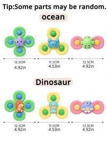 3 طقم ألعاب دوارة للاستحمام للأطفال الرضع، ألعاب مضحكة للاستحمام بشفاطات دوارة وأكواب شفط، خشخيشات كرتونية للتسلية والتعليم، هدايا عيد ميلاد للأطفال