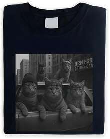 Funny Cat Gang Vinage T-Shirt, Cat Hoodie, Funny Graphic Tee, Meme Sweatshirt, Graphic Tee Gift For Men Women And Men |Unisex Soft Fabric, Breathable, Comfortable Casual Fashion Short Sleeve T-Shirts Perfect For Summer - 黑色 - 查看 1