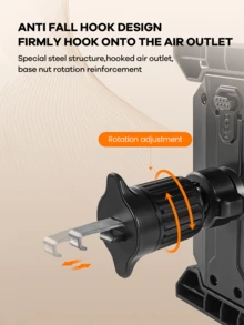 REMAX 通用型360°旋转车载手机/iPad平板电脑支架；三合一多功能设计，适用于中控台、空调出风口和挡风玻璃；稳固抓握；汽车旅行配件；iPad车载支架；汽车配件 - 黑色 - 查看 8