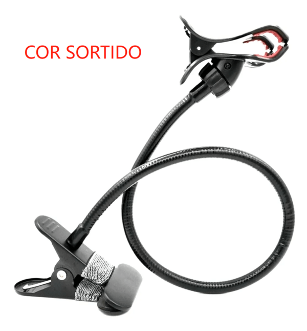 Suporte Para Celular Articulado E Flexível Universal Em Aço Preto(COR SORTIDO)