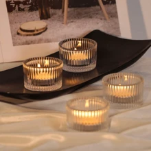 烛台套装 4/12/24/36 个，2 英寸 X 1.4 英寸小玻璃茶灯供奉蜡烛台（不含蜡烛），非常适合婚礼餐桌中心装饰和万圣节圣诞节节日派对家居装饰 - 無色 - 查看 11