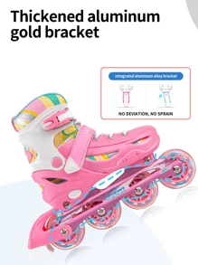 FREE STAR 1 Set Carefree Knight Sporty PU Inline Skates With Colorful Flashing Wheels For Teens And Adults, Comfortable Adjustable Size, Full Set With Helmet & Protective Gear, Outdoor Roller Skating Equipment For Beginners, Unisex All Season - Pink - View 8
