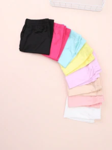 8pcs/Pack Young Girl' Thin Solid Color Leggings, Versatile For Layering Or Outerwear, Suitable For Skirt Matching, Spring/Summer