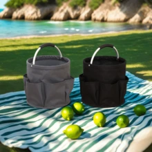 New Portable Multi-Functional Storage Basket, Picnic Basket, Outdoor Beach Basket, Handheld Foldable Storage Toiletry Wash Basket, Household Shopping Basket - Multicolor - View 27