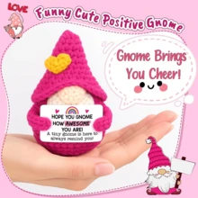 1pc Handmade Crochet Desktop Decor Figurine, Unique Gnome Shaped, Birthday Gift For Best Friend, Girlfriend, Sister, Mom, Grandma, Unisex, Christmas Stuffer, Creative Party Decoration, Keychain Ornament - Multicolor - View 6