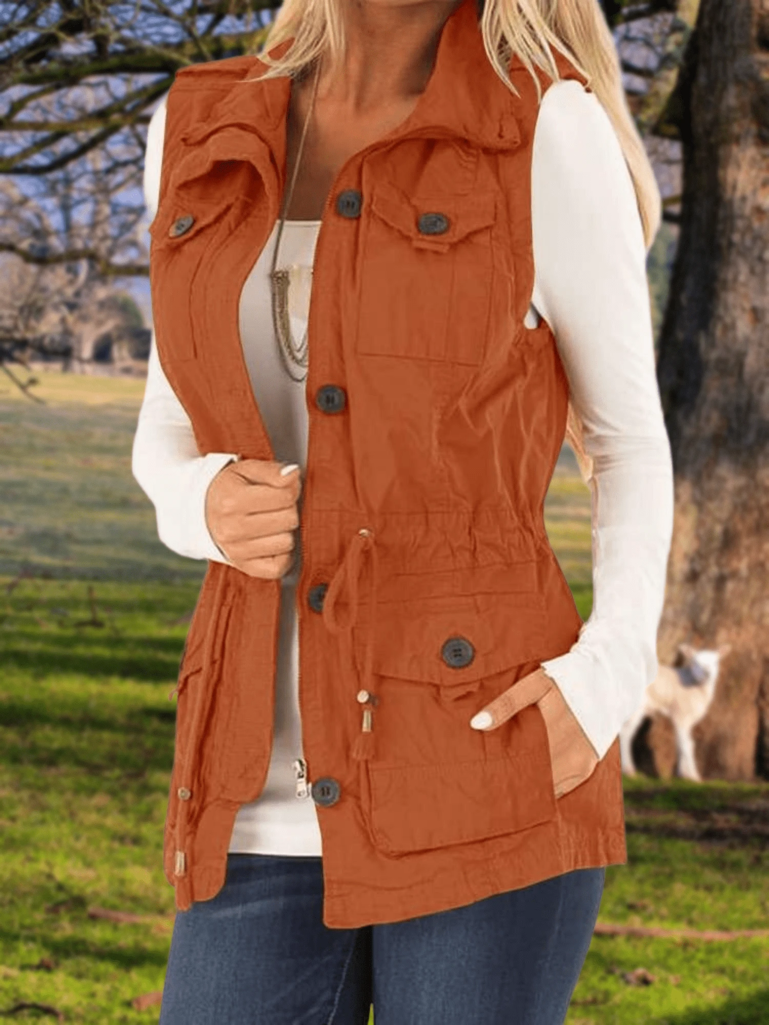 Women's Outdoor Utility Vest Fall Lightweight Sleeveless Jacket With Pockets Travel Hiking Fishing Camping Layer - 粉色 - 查看 1