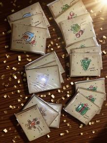 Set mit 6 Weihnachtskarten, Vintage handgezeichnete Weihnachtskarten Geschenkbox (mit Umschlägen), süße Feiertags-Karten, Designs beinhalten Schneemänner, Weihnachtsbäume, Lebkuchenmänner und Geschenke, geeignet für Jungen, Mädchen und Erwachsene.