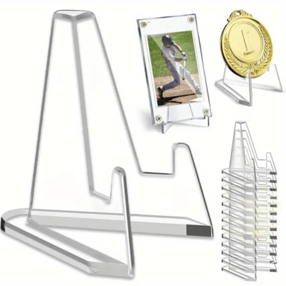 10/20 piezas Soporte de exhibición de monedas de acrílico transparente, marco de fotos pequeño, soporte de tarjetas, soporte de cápsula de moneda de desafío, soporte de tarjetas de intercambio, soporte de moneda conmemorativa en miniatura, soporte de insignias, tarjetas de béisbol, coleccionables, decoraciones - Diseño minimalista moderno, adecuado para la decoración del hogar - Tamaño mini, soporte de escritorio, accesorios de escritorio, oficina, adecuado para organizadores del hogar, decoración del hogar, decoración de escritorio, decoración de la habitación, decoración de oficina, decoración de dormitorio, ideal para uso doméstico y empresarial, la mejor opción para coleccionistas