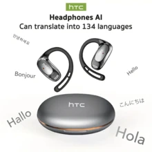 HTC NE35 AI 翻译耳塞实时翻译耳机 OWS 开放式无线耳机，最新 BT V6.0，降噪清晰通话，6.5 小时音乐播放，电池续航时间长，大扬声器大音量 - 槍色 - 查看 1
